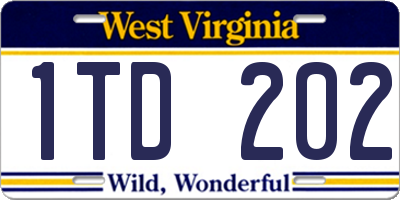 WV license plate 1TD202