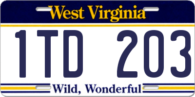 WV license plate 1TD203