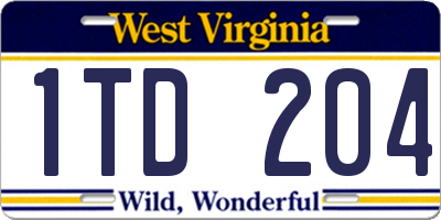 WV license plate 1TD204