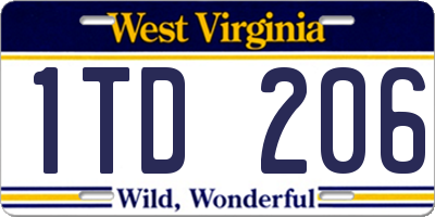 WV license plate 1TD206