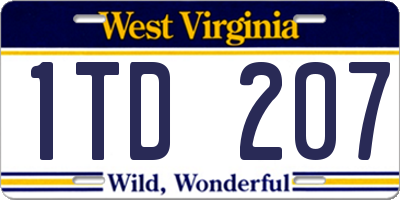 WV license plate 1TD207