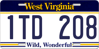 WV license plate 1TD208