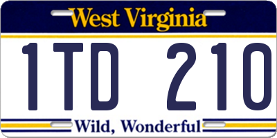 WV license plate 1TD210