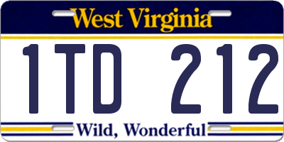 WV license plate 1TD212