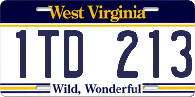 WV license plate 1TD213
