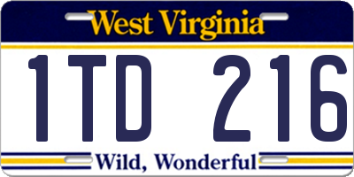 WV license plate 1TD216