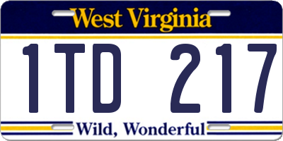 WV license plate 1TD217
