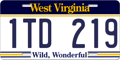WV license plate 1TD219