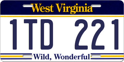 WV license plate 1TD221