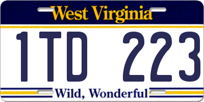 WV license plate 1TD223