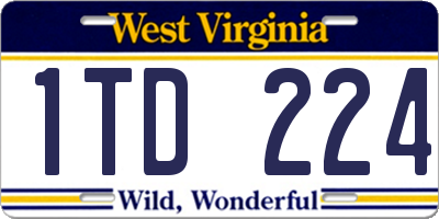 WV license plate 1TD224