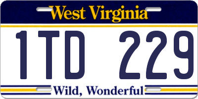 WV license plate 1TD229