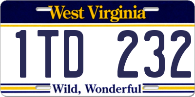 WV license plate 1TD232