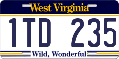 WV license plate 1TD235