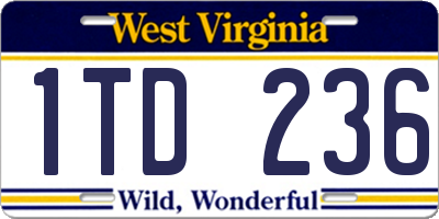 WV license plate 1TD236
