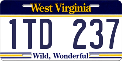 WV license plate 1TD237