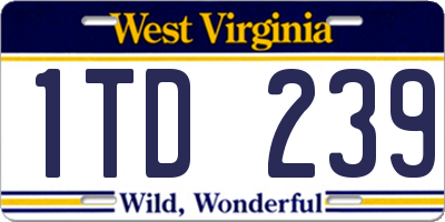 WV license plate 1TD239