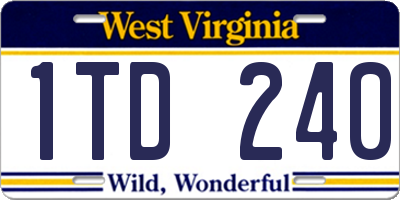 WV license plate 1TD240