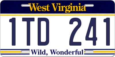 WV license plate 1TD241