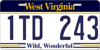 WV license plate 1TD243