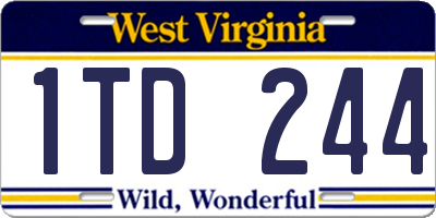 WV license plate 1TD244