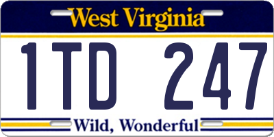WV license plate 1TD247