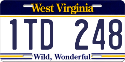 WV license plate 1TD248