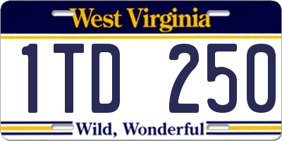WV license plate 1TD250