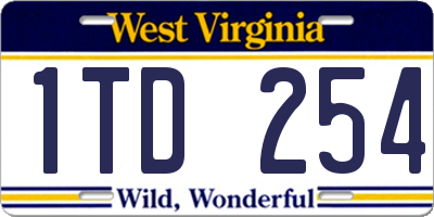 WV license plate 1TD254