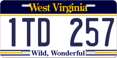 WV license plate 1TD257