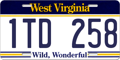 WV license plate 1TD258