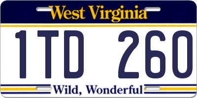 WV license plate 1TD260