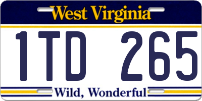 WV license plate 1TD265