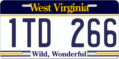 WV license plate 1TD266