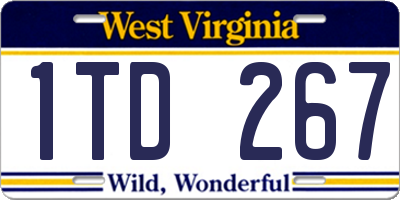 WV license plate 1TD267