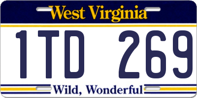 WV license plate 1TD269