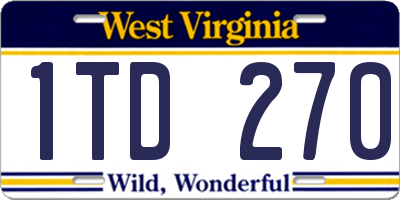 WV license plate 1TD270