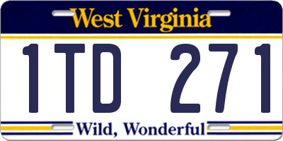 WV license plate 1TD271