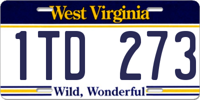 WV license plate 1TD273