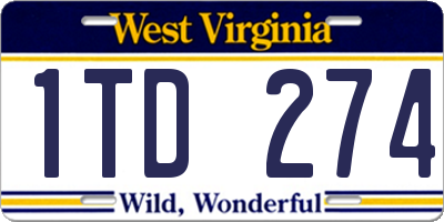 WV license plate 1TD274