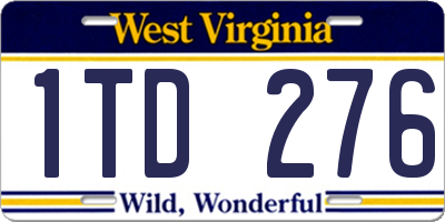 WV license plate 1TD276