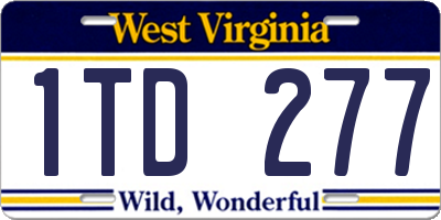 WV license plate 1TD277