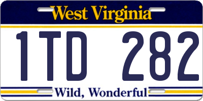 WV license plate 1TD282