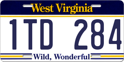 WV license plate 1TD284