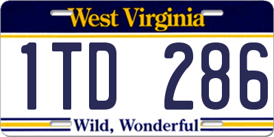 WV license plate 1TD286