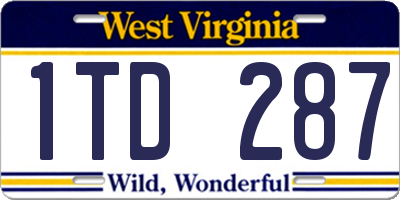WV license plate 1TD287