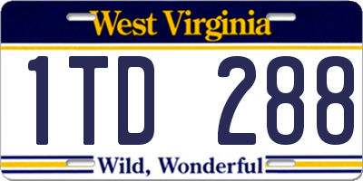 WV license plate 1TD288
