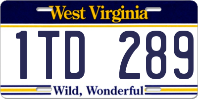 WV license plate 1TD289