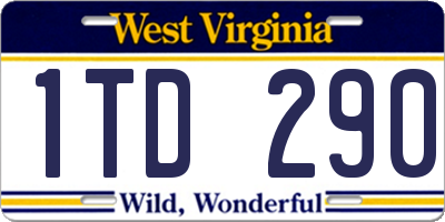 WV license plate 1TD290