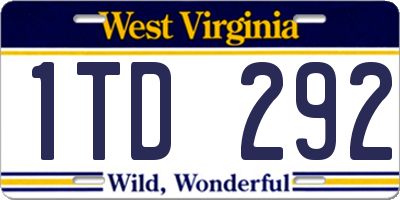 WV license plate 1TD292